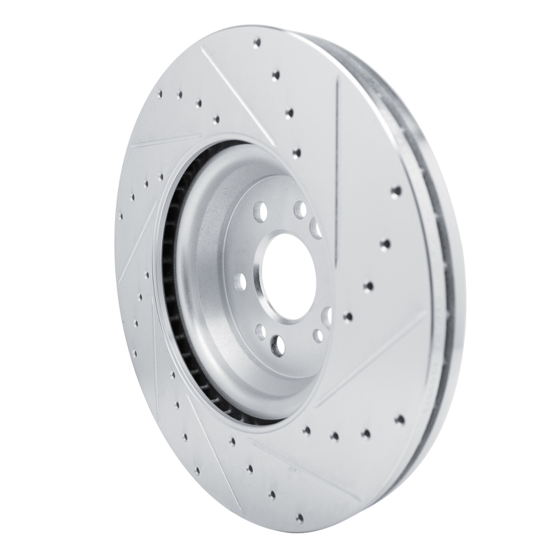 Mercedes-Benz GLE350 Brake Rotor (1) - Front Left - R1 Concepts - Drilled & Slotted - Silver - `20-`25